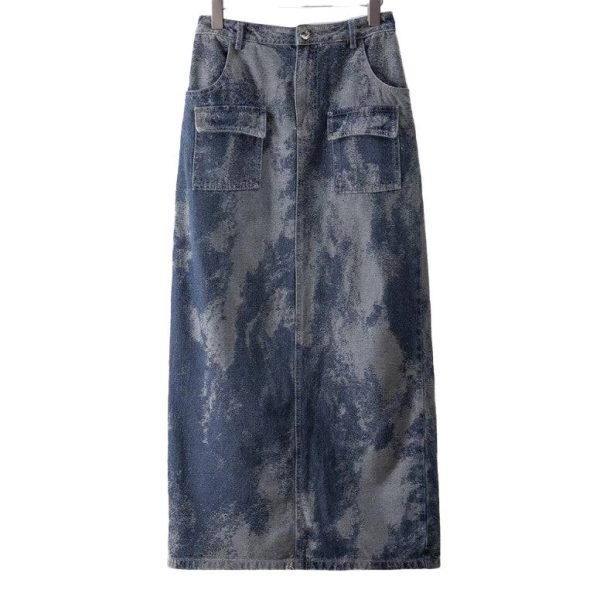 Deeeze High Waist Long Dye Skirt
