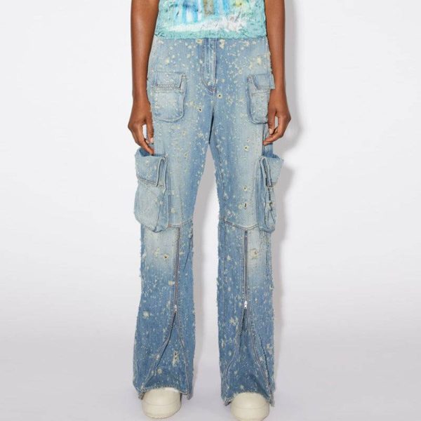 Deeeze Distressed Relaxed-fit Cargo Jeans