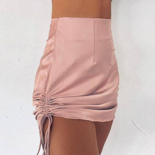 Deeeze Drawstring Satin Skirt