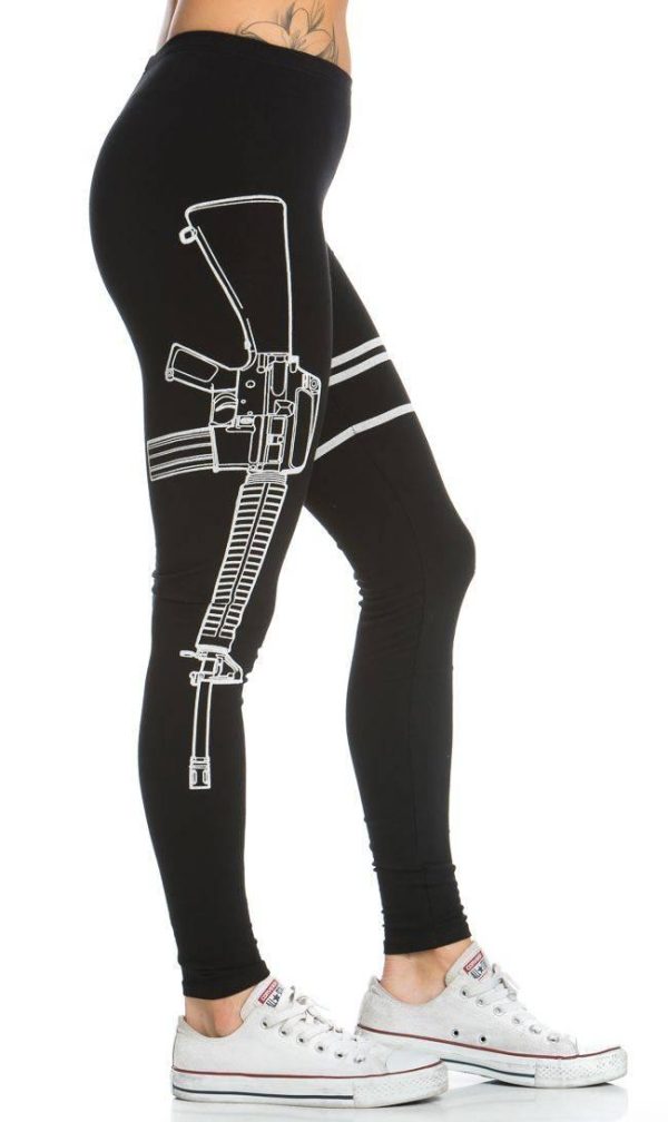 Machine Gun Black Leggings - Plus Sizes Available